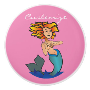 Redheaded Mermaid Thunder_Cove Ceramic Knob