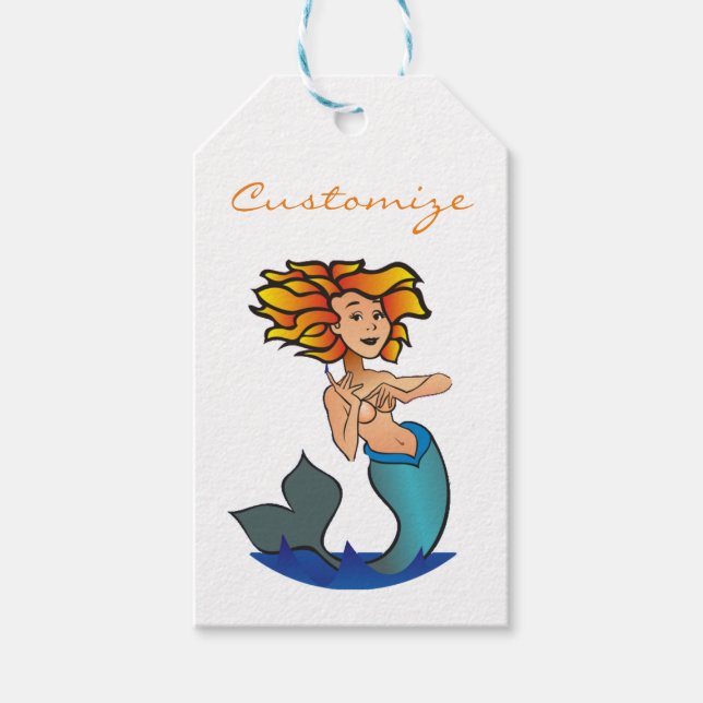 Redheaded Mermaid Thunder_Cove Gift Tags (Front)