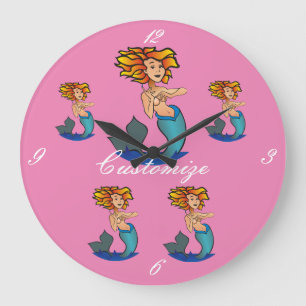 Redheaded Mermaid Thunder_Cove Large Clock