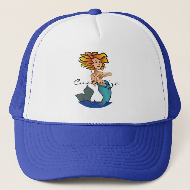 Redheaded Mermaid Thunder_Cove Trucker Hat (Front)