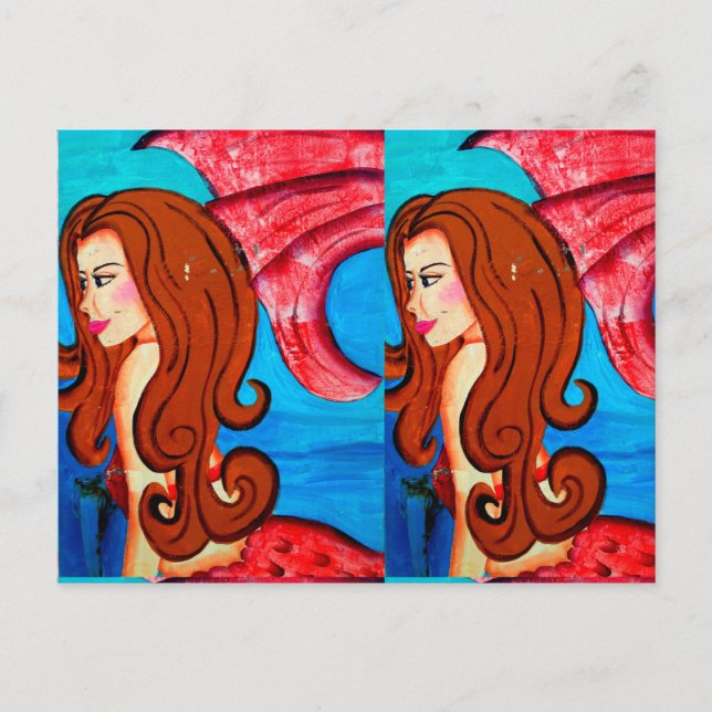 redheaded mermaid twins postcard (Front)