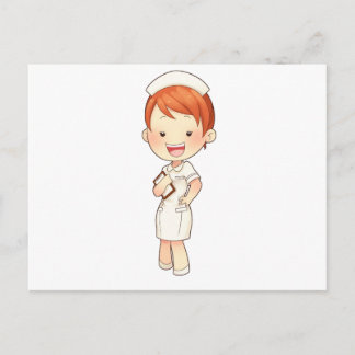 Redheaded Traditional Nurse Holding Clipboard Postcard