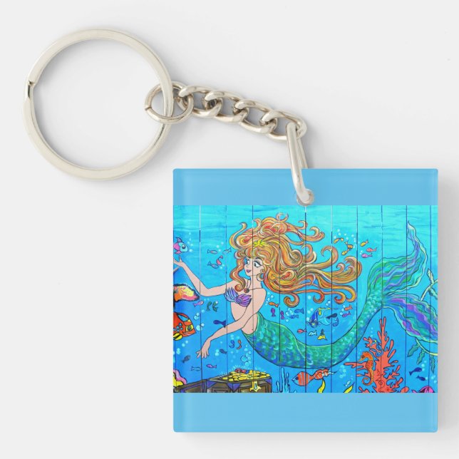 redheaded underwater mermaid key ring (Front)