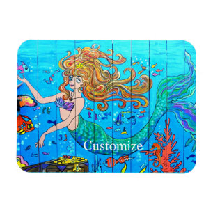 redheaded underwater mermaid  magnet
