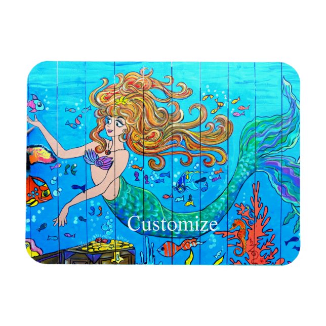 redheaded underwater mermaid  magnet (Horizontal)