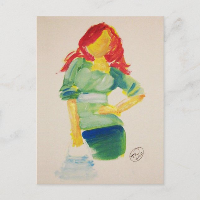 Redheaded woman with a purse postcard (Front)