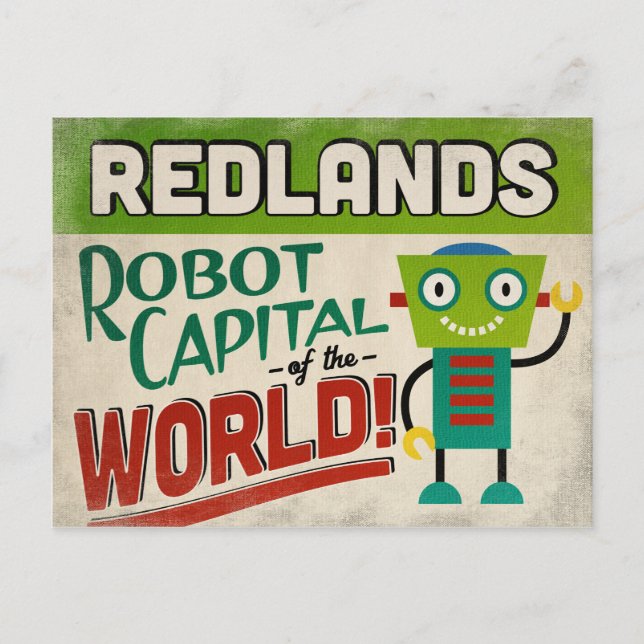 Redlands California Robot - Funny Vintage Postcard (Front)