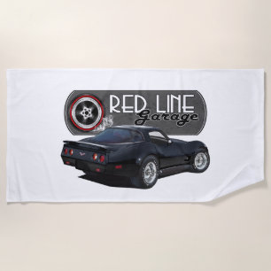 Redline Garage Black Vette Beach Towel