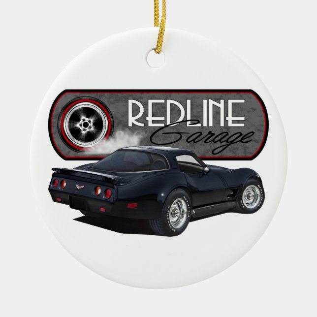 Redline Garage Corvette Black Ceramic Tree Decoration (Front)