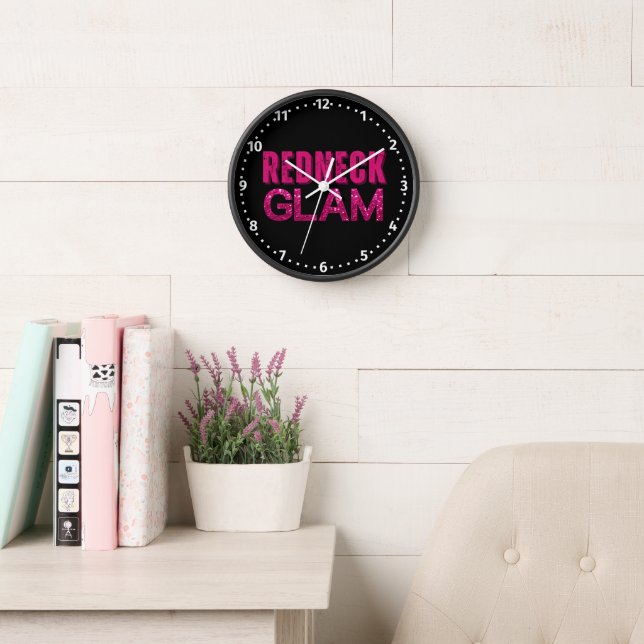 Redneck Glam Pink Glitter Clock (Reading Room)
