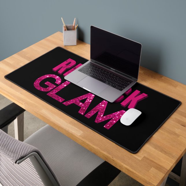 Redneck Glam Pink Glitter on Black Desk Mat (Office 2)