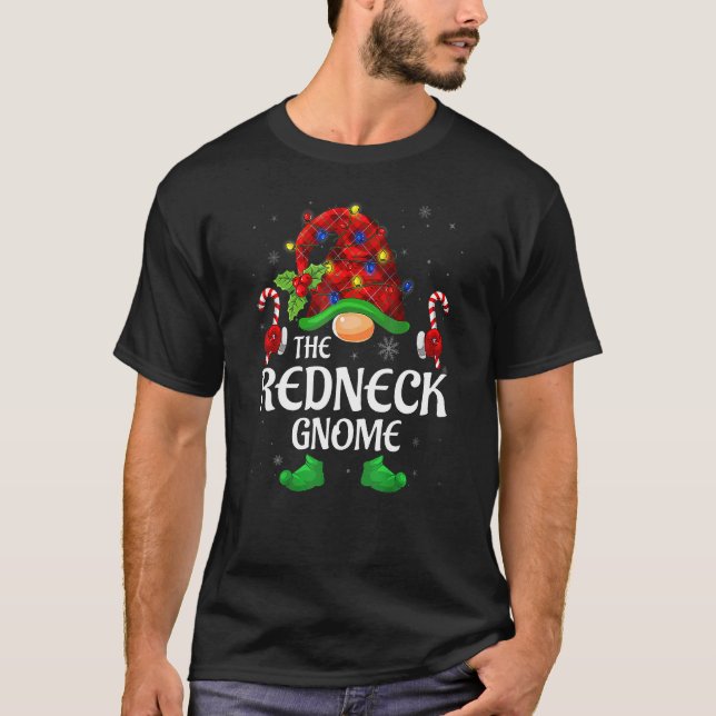Redneck Gnome Buffalo Red Plaid Matching Family Ch T-Shirt (Front)