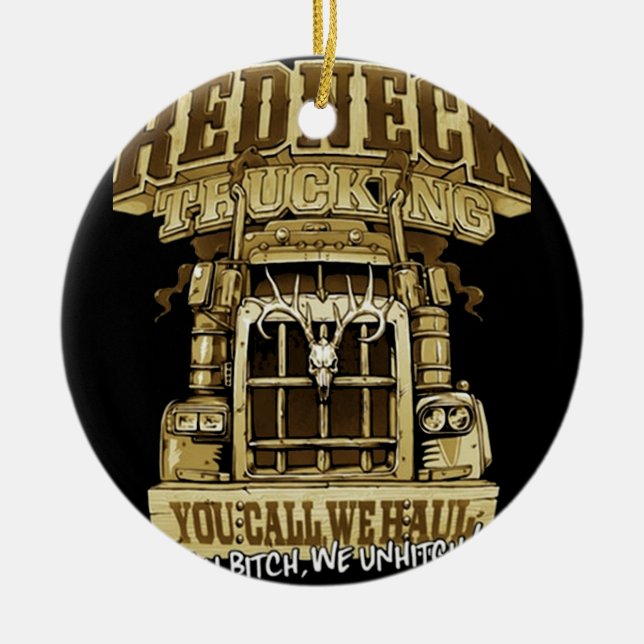 Redneck trucker ceramic tree decoration (Front)