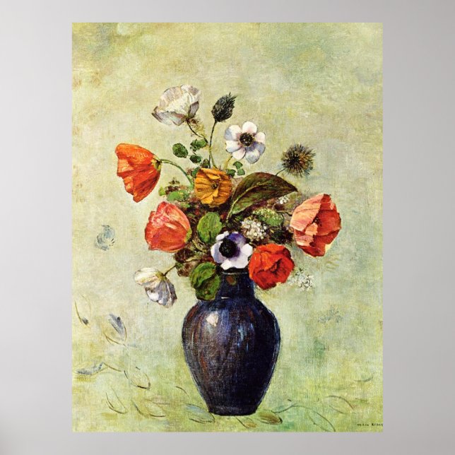 Redon - Anemones and Poppies in a Vase, Poster (Front)