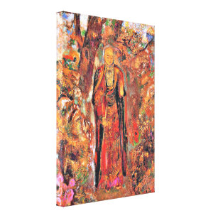 Redon - Buddha walking among the flowers Canvas Print