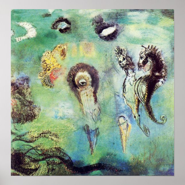 Redon - Seahorses On Underwater Scape 1909 Poster (Front)