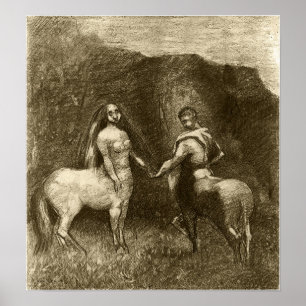 Redon - The Couple Of Centaures 1885 Poster
