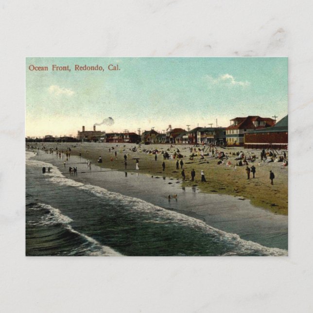 Redondo Beach CA, Bathing Beach 1910s Postcard (Front)