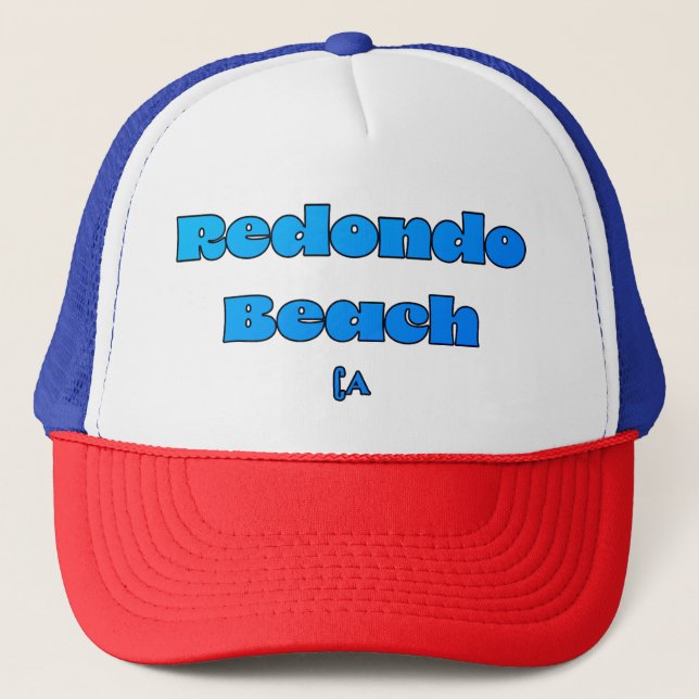 Redondo Beach CA Blue Trucker Hat (Front)