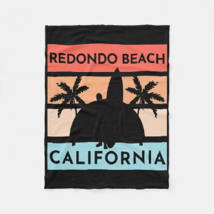 Redondo Beach California Surf Summer Vacation Vint Fleece Blanket