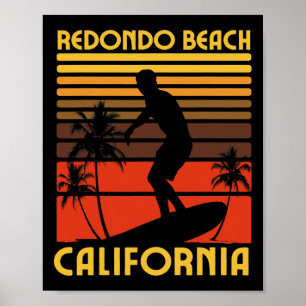 Redondo Beach California Surf Summer Vacation Vint Poster
