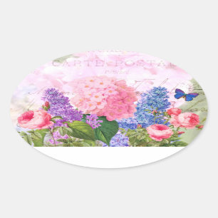 Redoute Flowers Oval Seal Sticker