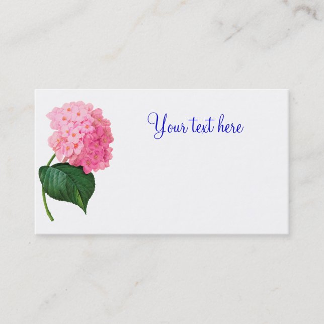Redoute Pink Hydrangea Business Cards (Front)