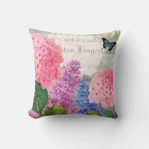 Redoute Pink Hydrangea French Accent Throw Pillow