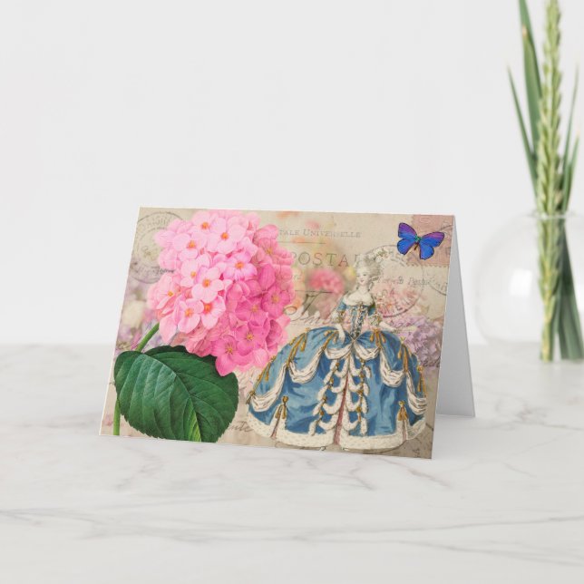 Redoute Pink Hydrangea Greeting Card (Front)