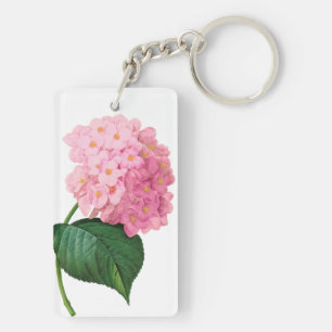 Redoute Pink Hydrangea Rectangle Keychain