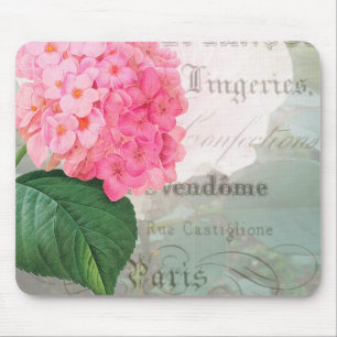 Redoute Pink Hydrangea Vintage Postcard Mousepad