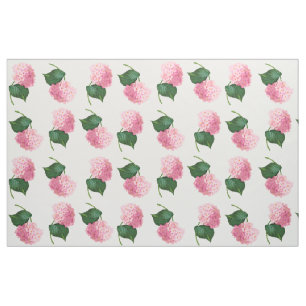 Redoute Pink Hydrangeas Combed Cotton Fabric