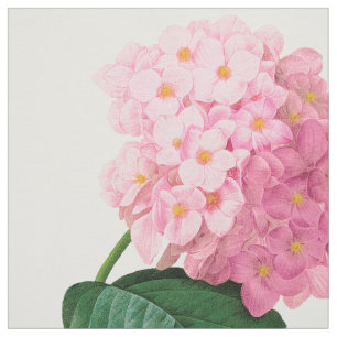 Redoute Pink Hydrangeas Combed Cotton Fabric
