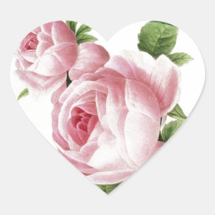 Redoute Vintage Rose Heart Shape Stickers