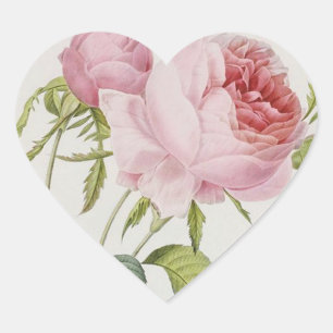 Redoute Vintage Rose Heart Shape Stickers