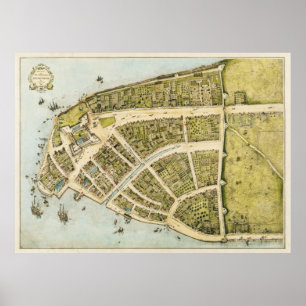 Redraft of the Castello Plan New Amsterdam in 1660 Poster