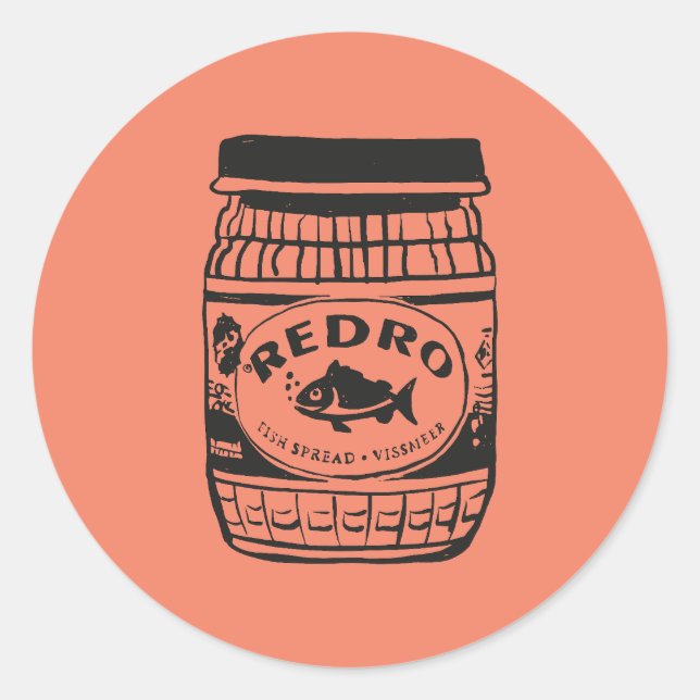 Redro Fish Paste Illustration Classic Round Sticke Classic Round Sticker (Front)