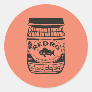 Redro Fish Paste Illustration Classic Round Sticke Classic Round Sticker