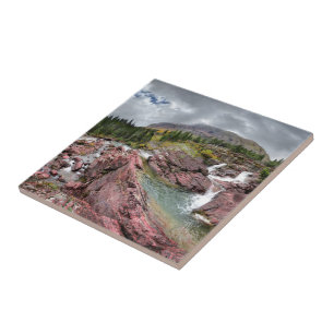 Redrock Falls - Glacier National Park Tile