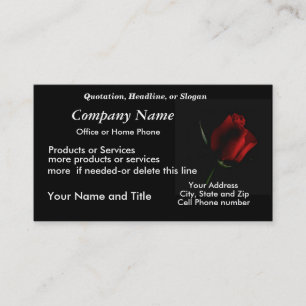 RedRose on Blk BizCard-customise Business Card