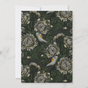 Redstarts in the chrysanthemums in green and white