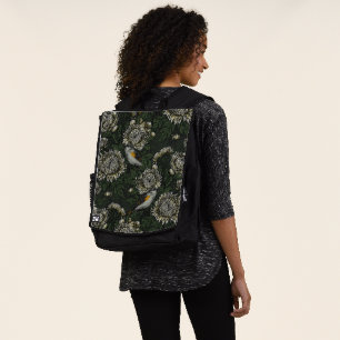 Redstarts in the chrysanthemums in green and white backpack