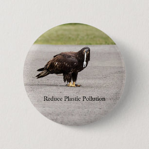Reduce Plastic Pollution 6 Cm Round Badge