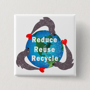 Reduce Reuse Recycle 15 Cm Square Badge