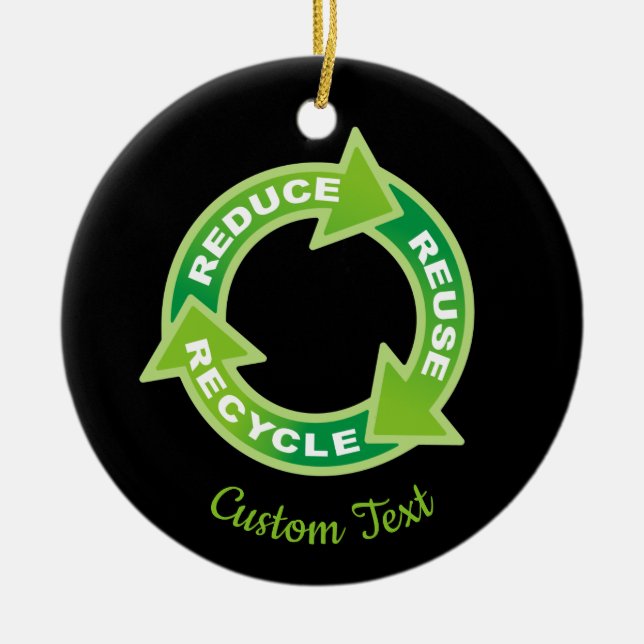 Reduce Reuse Recycle Ceramic Ornament (Front)