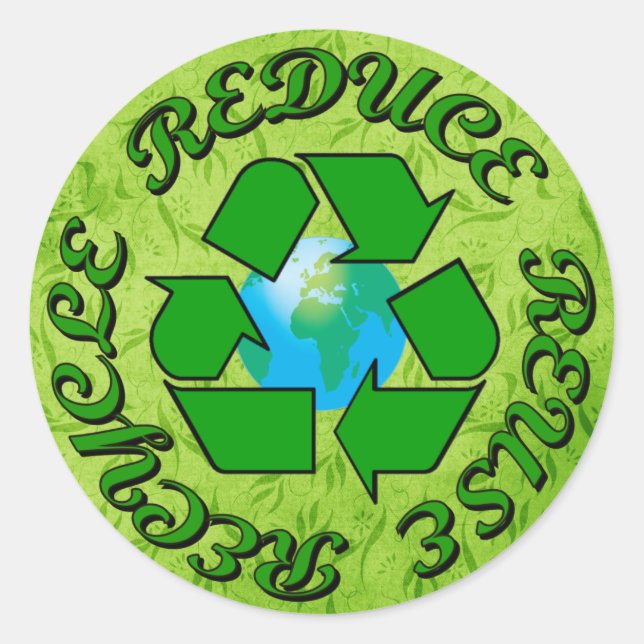 Reduce Reuse Recycle Classic Round Sticker (Front)