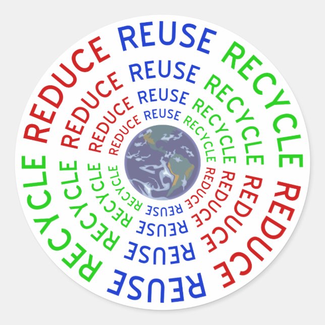 Reduce, Reuse, Recycle Classic Round Sticker (Front)