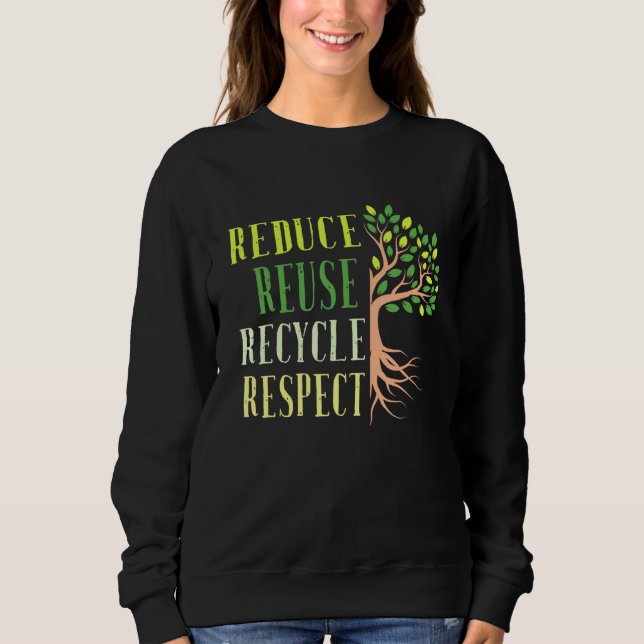 Reduce Reuse Recycle Climate Crisis Environmental  Sweatshirt (Front)