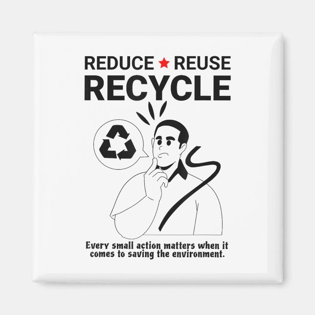 Reduce, Reuse, Recycle _ Environmental Protection  Magnet (Front)