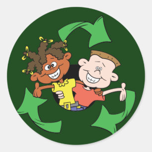 Reduce Reuse Recycle Kids Classic Round Sticker